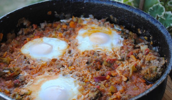 Пърженица с кайма и зеленчуци