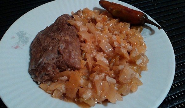 Пържоли с кисело зеле и ориз на фурна