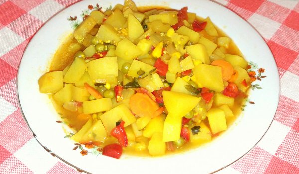 Пъстър постен гювеч с тученица