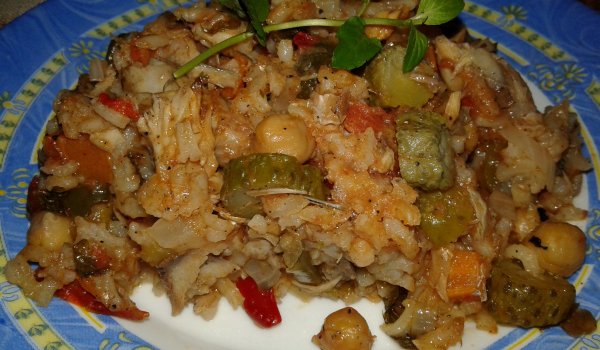 Рибник със скумрия, нахут и ориз