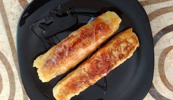 Рулца от пържени филийки с банан