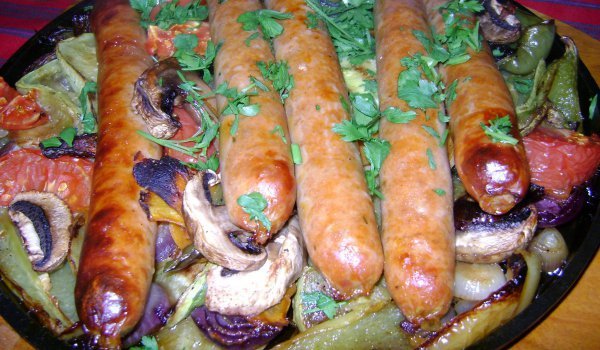 Сач с наденички и зеленчуци