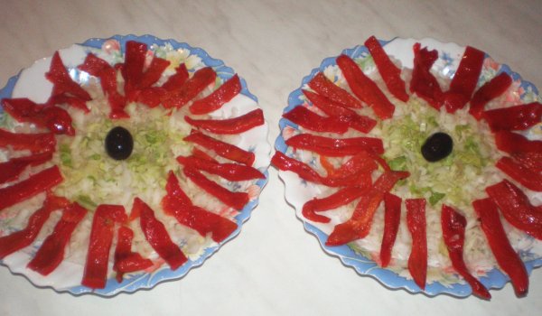 Салата от карфиол и печени чушки