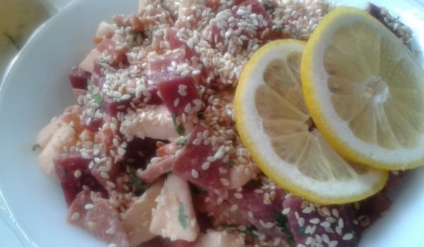 Салата с червено цвекло и тахан