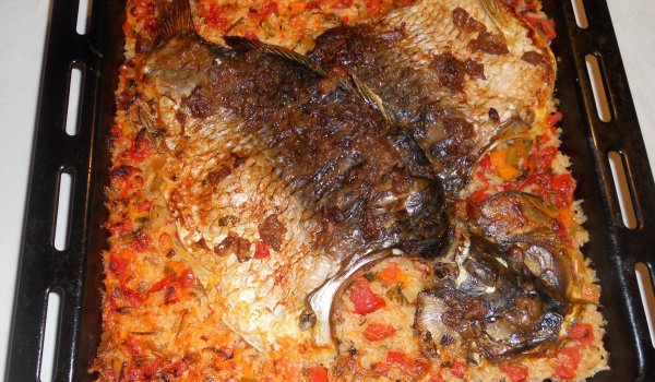 Шаран на фурна с ориз и зеленчуци - Моята Рецепта