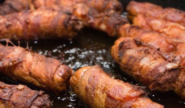 Шишчета от телешки дроб и бекон