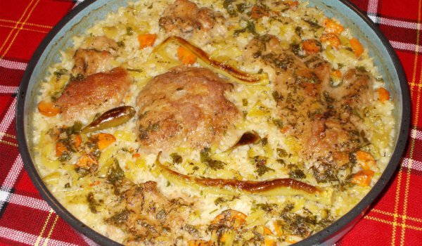 Сочни пържоли с ориз и пиперки на фурна