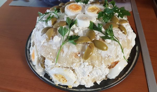 Солена палачинкова торта без колбас