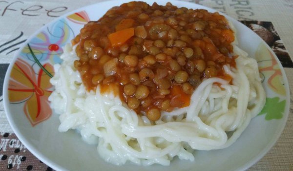 Спагети с леща