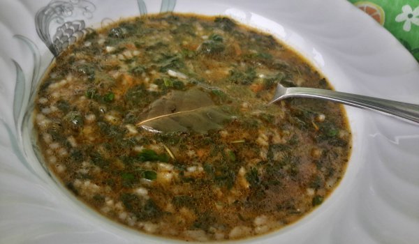 Спаначена супа с ориз и моркови