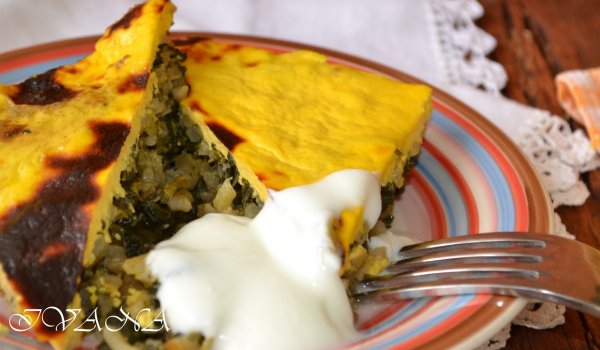 Спанак с ориз и гъби на фурна