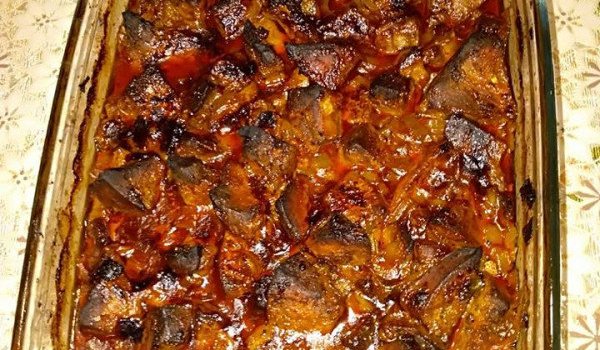 Свински дроб с праз на фурна