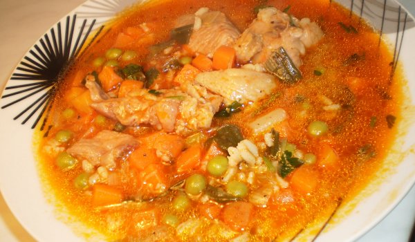 Свинско готвено с ориз и зеленчуци