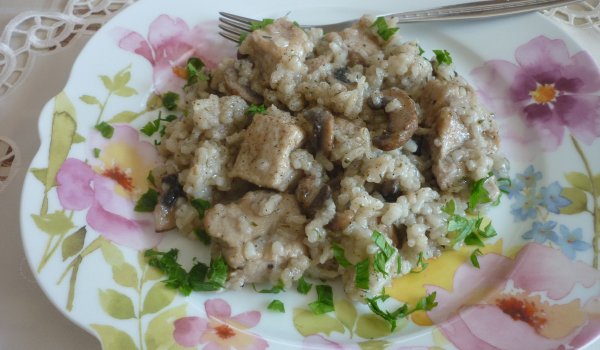 Свинско с гъби и ориз