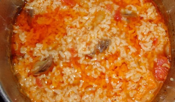 Свинско сърце с ориз