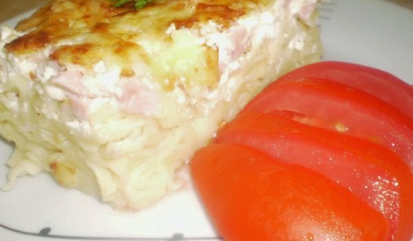 Талиатели с шунка и сирене на фурна