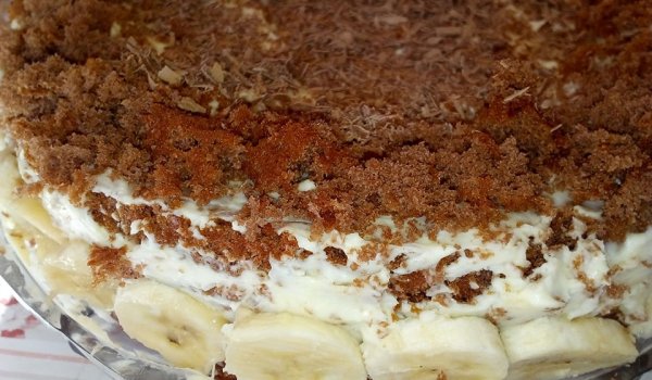 Торта с готови блатове, маскарпоне и банани - Моята Рецепта