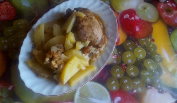 Вкусно и лесно пиле на фурна със зелен лук и бира