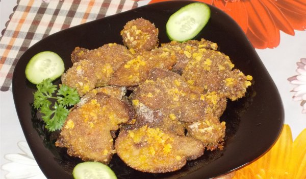 Заешки дробчета и бъбреци с панировка на фурна