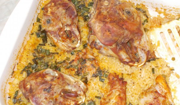 Заешки главички с ориз и пресен лук