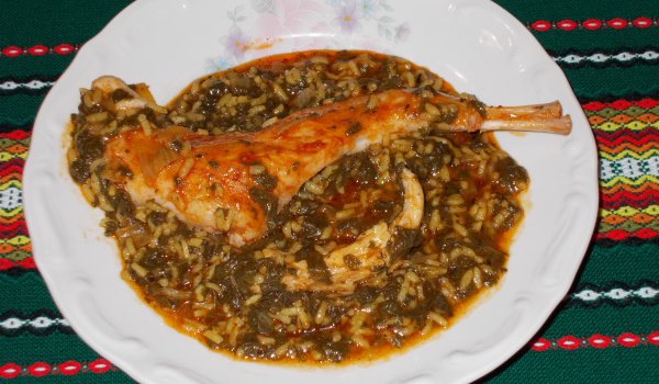 Заешко месо с лапад и ориз