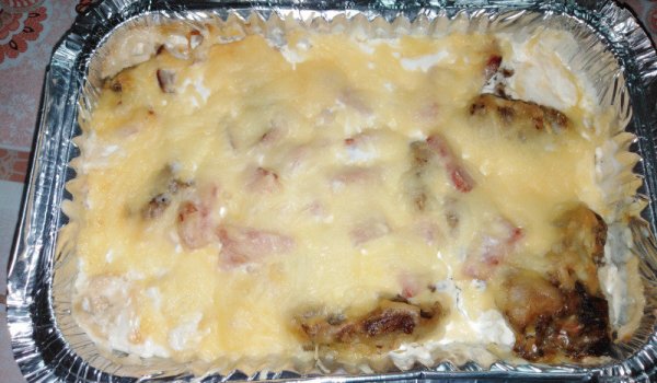 Запеканка от дробчета с кашкавал и бекон