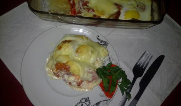 Запеканка с чушки, сирене и яйца