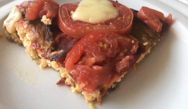 Запеканка с печени чушки, сирене и моцарела