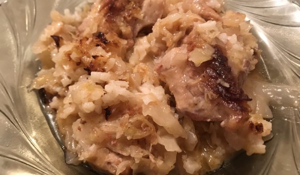 Зеле със свински гърди и свинска мас