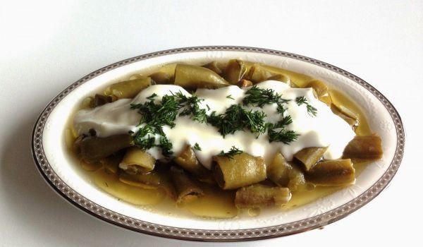 Зелен боб със зехтин и кисело млеко