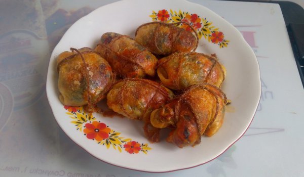Зеленчукови рулца в пилешки кожички