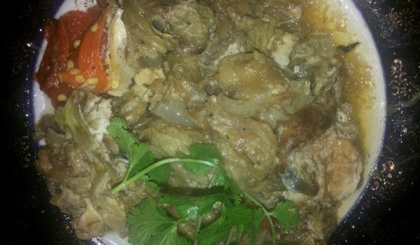 Зеленчуково ястие с патладжан, чушки и лук