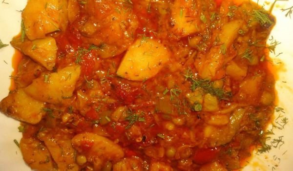 Зеленчуци с вино и индийски подправки