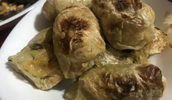 Зелеви сарми с гъби и маслини